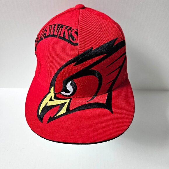 Atlanta Hawks Hat Cap Mens Fitted 7 3/8" Big Embroidered Logo Red Wool Adidas - Picture 2 of 13